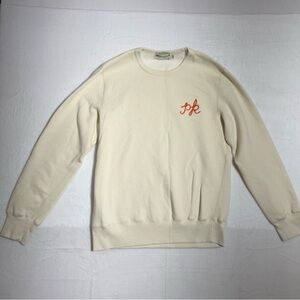 Cream Sweatshirt with Red Embroidery